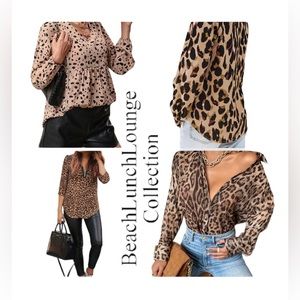 Beautiful SOLDOUT Beachlunchlounge Viscose Leopard Animal Button Blouse Top L